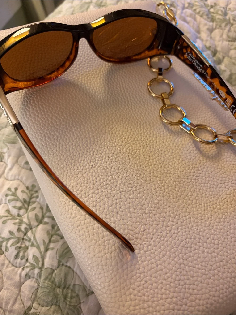 Foster Grant Andrea polarized solar shield in tortoise shell with gold accents. - Picture 5 of 5